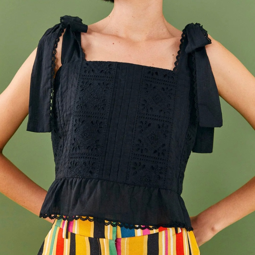 Black Lace Top by Farm Rio
